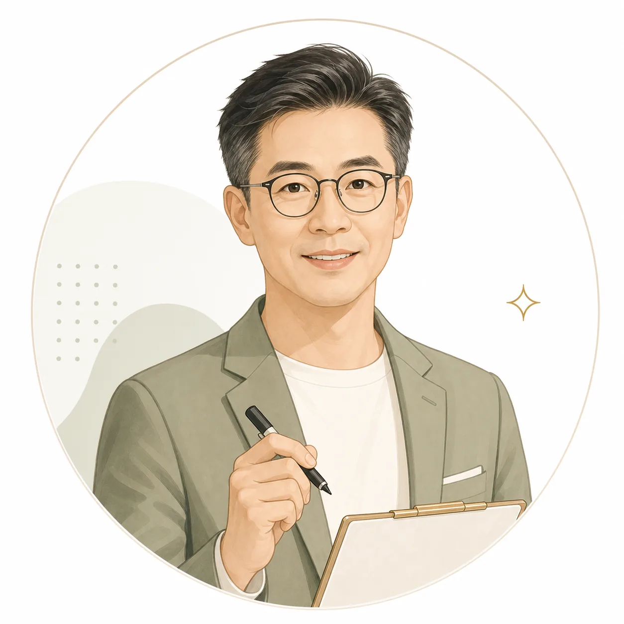 工作坊或訓練產品講師的簡約插圖頭像