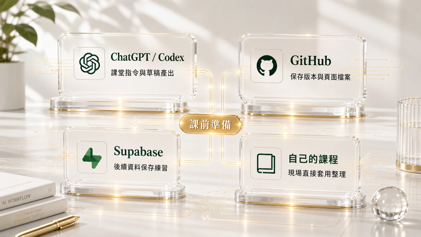 課前準備 ChatGPT 或 Codex 帳號、GitHub 帳號、Supabase 帳號與自己的課程